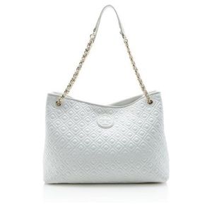 💥Tory Burch Marion Quilted Center-Zip Tote - white 💥